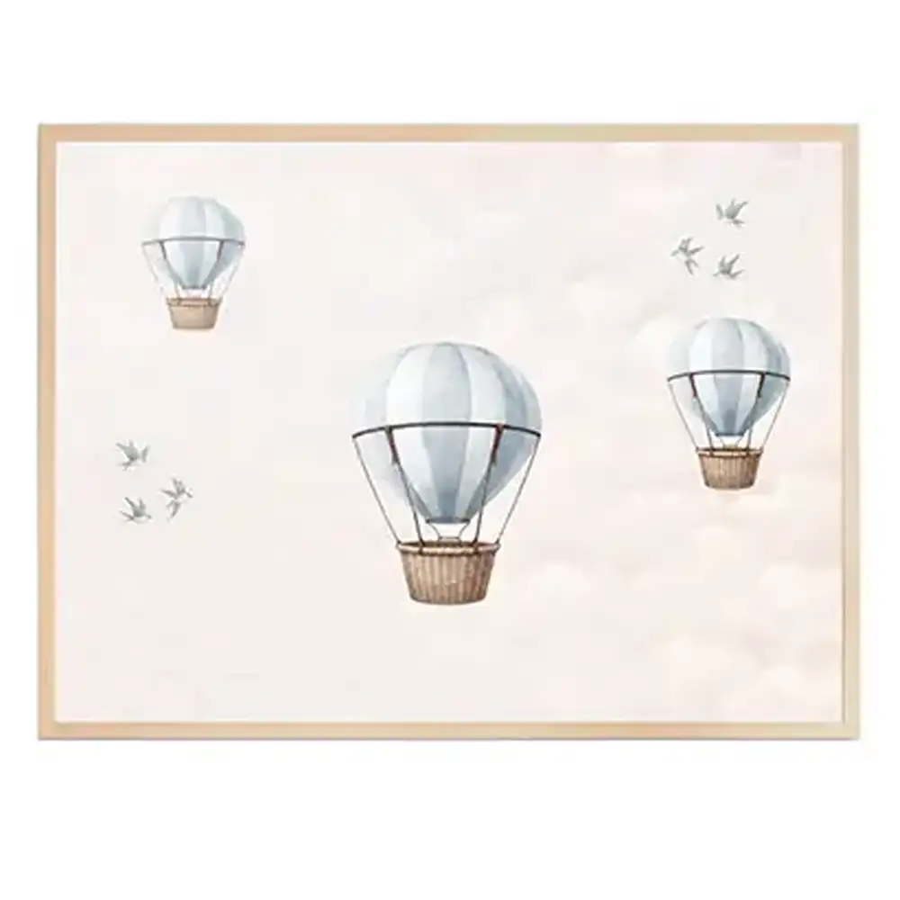Behangposter Balloon Dreams Blauw met lijst, 80x60 cm