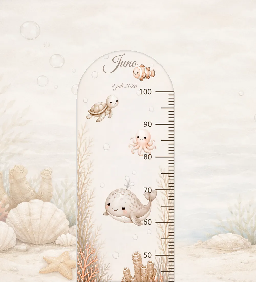 Groeimeter Ocean Dreams-thema met naam, 30x100 cm