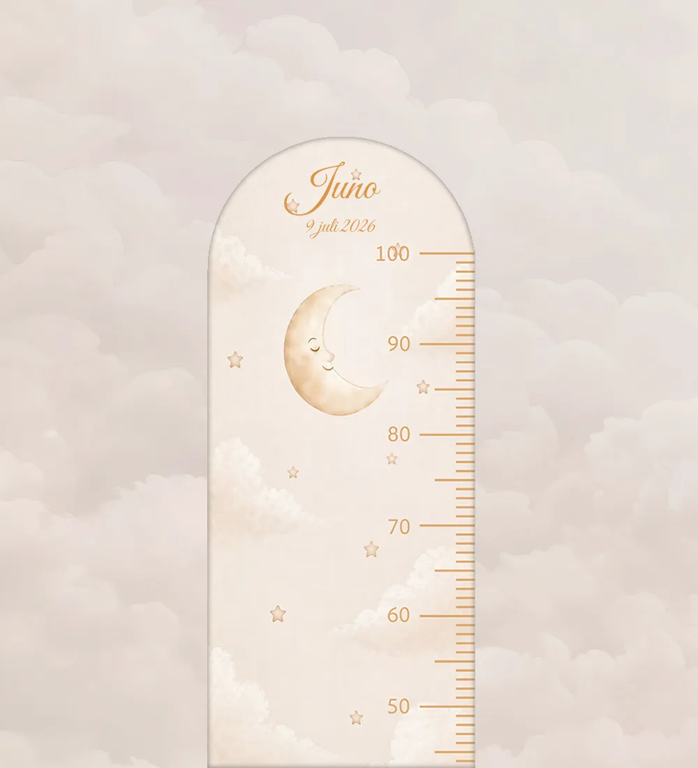 Groeimeter Moon Dreams-thema met naam, 30x100 cm