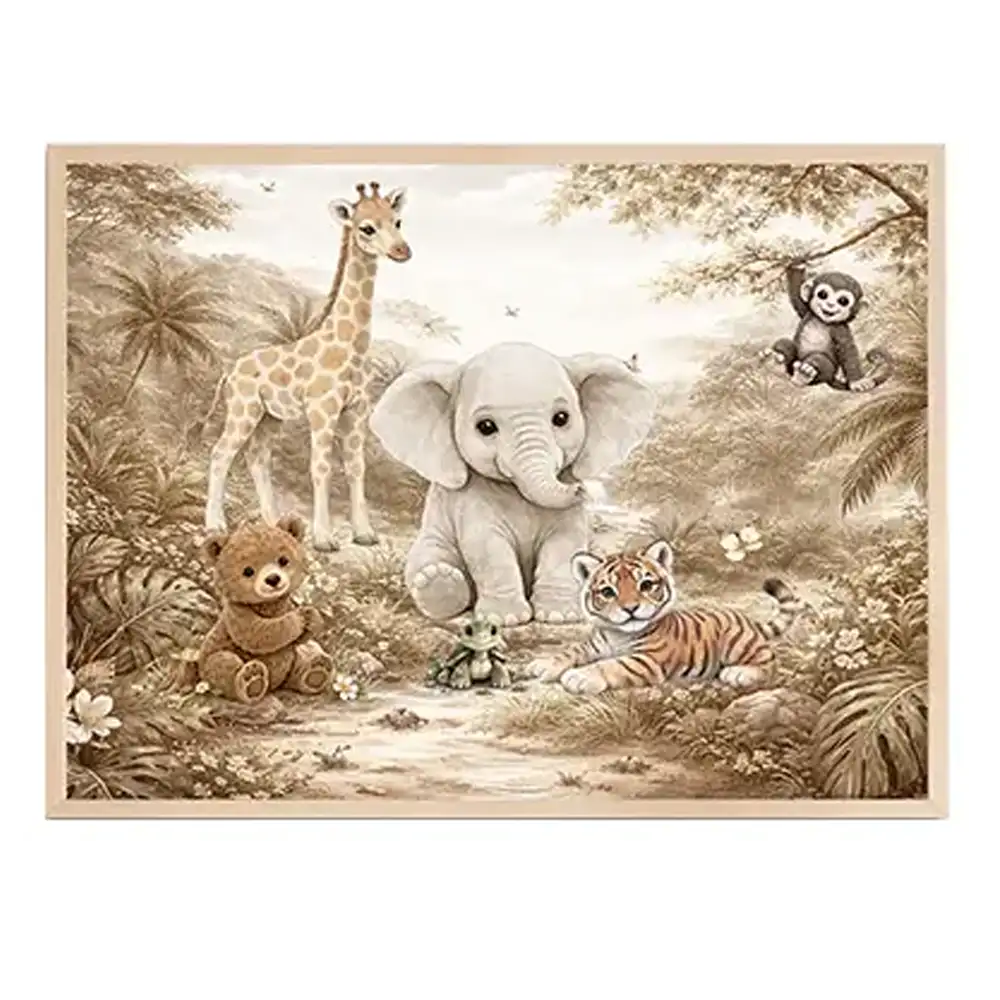 Behangposter Jungle met lijst, 80x60 cm