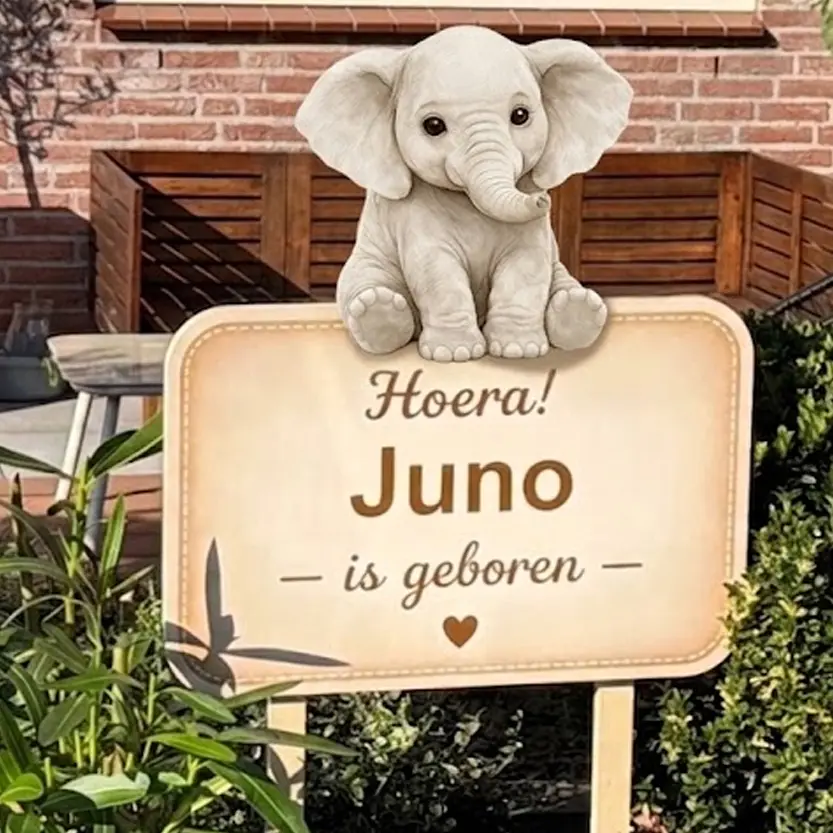 Jungle geboortebord met naam