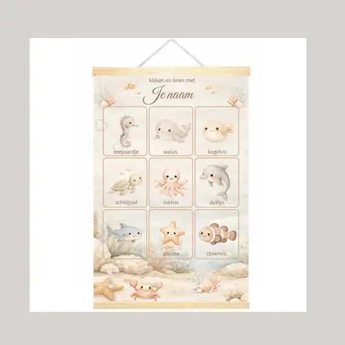 Kijk- en leerposter Ocean Dreams-thema met naam