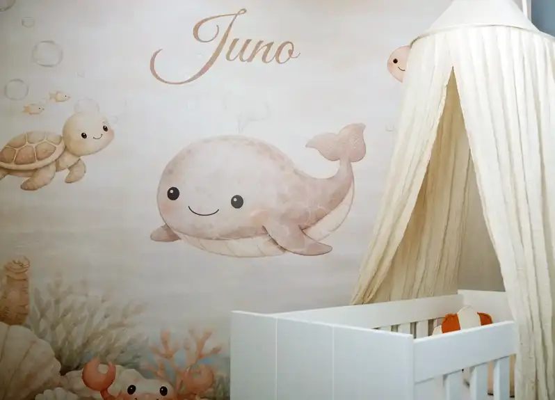 Ocean Dream behang met naam voor de babykamer