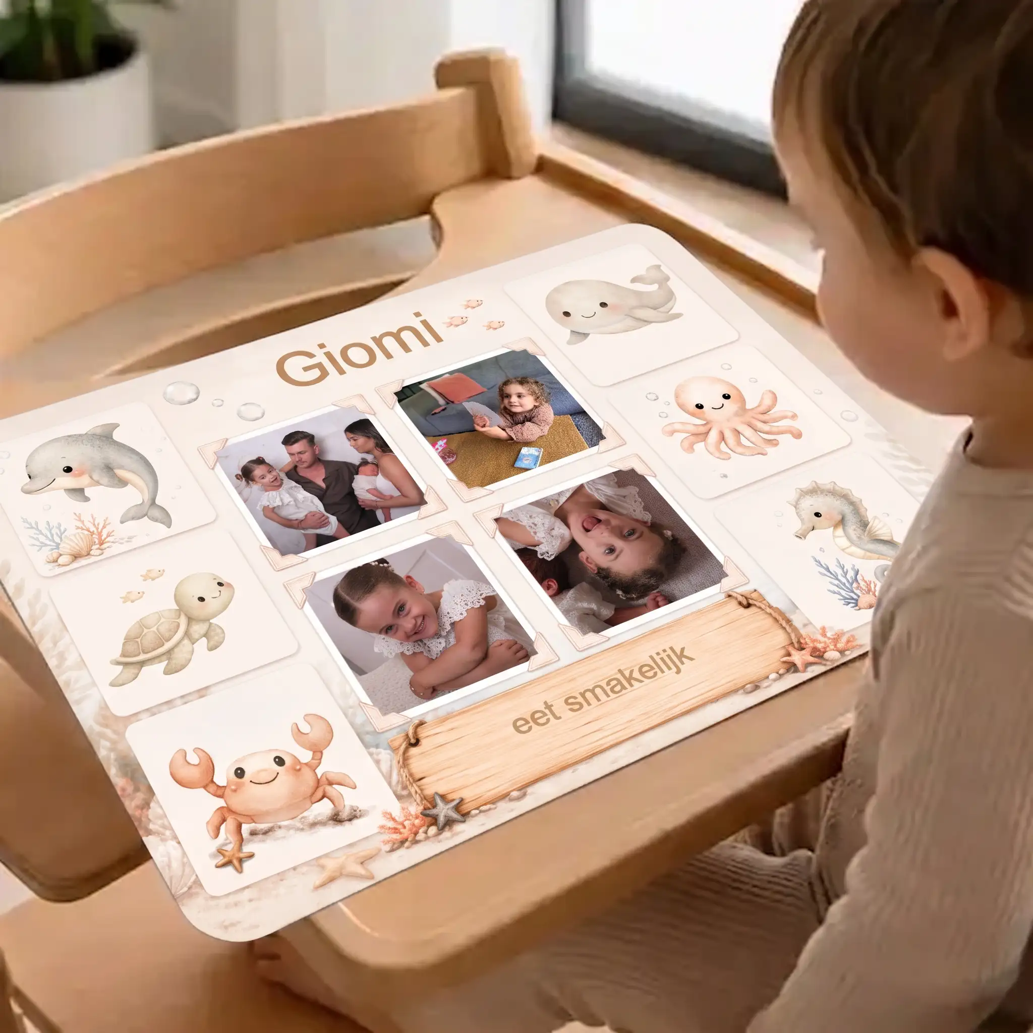 Gepersonaliseerde placemat met naam en foto's, jouwkinderkamer.nl