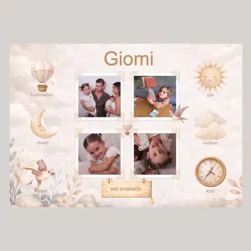 Placemat Balloon Dreams-thema met naam en foto's