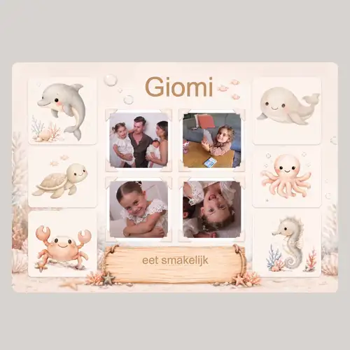Placemat Ocean Dreams-thema met naam en foto's