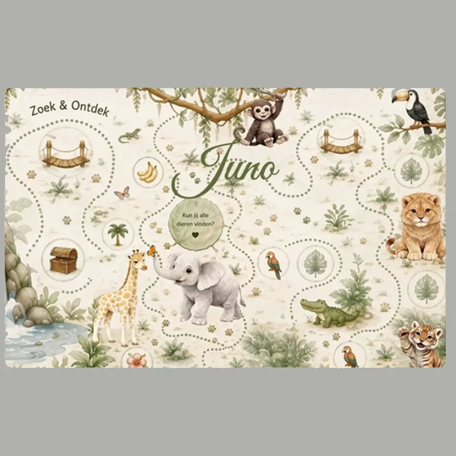 Speel- en leermat Jungle-thema, 95x150 cm PVC