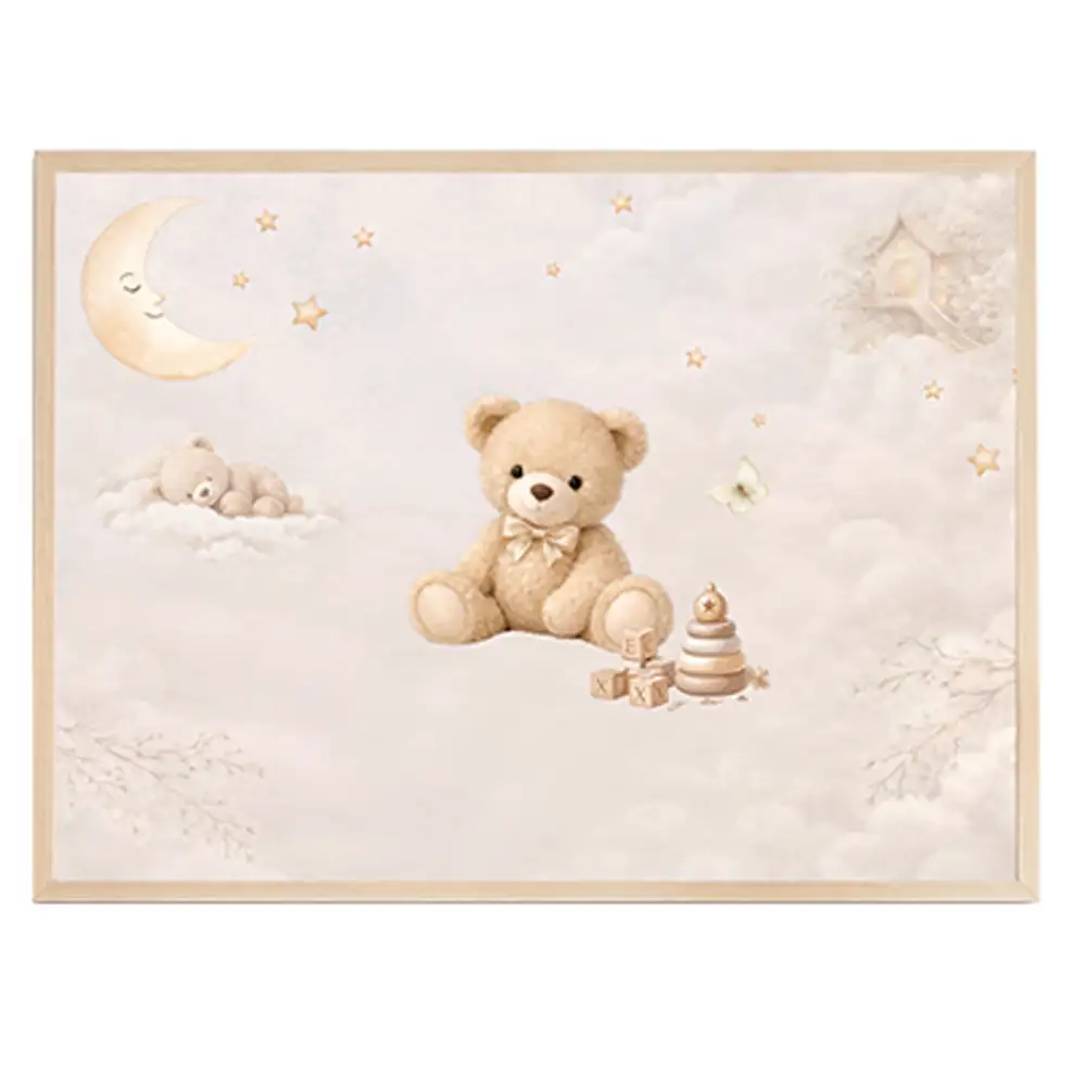 Behangposter Teddy Dreams met lijst, 80x60 cm